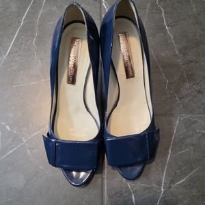 Rupert Sanderson Elegant Blue Peep-Toe Heels